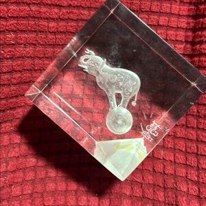 Vintage Lucite hand carved Elephant Paperweight